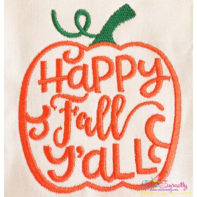 Happy Fall Y'all Lettering Embroidery Design Pattern-1