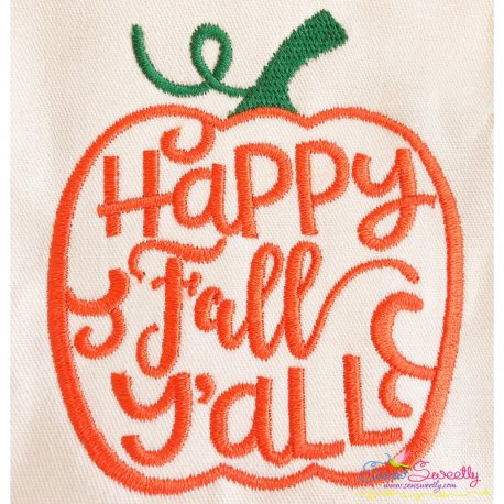 Happy Fall Y'all Lettering Embroidery Design Pattern