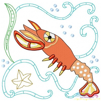 Sea Life Block- Lobster Embroidery Design Pattern-1