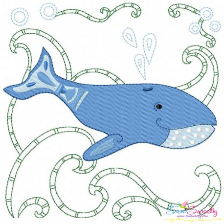 Sea Life Block- Whale Embroidery Design Pattern