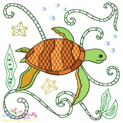 Sea Life Block- Sea Turtle Embroidery Design Pattern-1