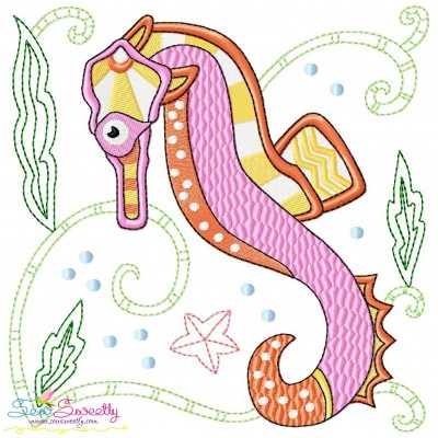 Sea Life Block- Seahorse Embroidery Design Pattern-1