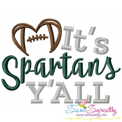 It's Spartans Y'all Football Embroidery Design Pattern-1