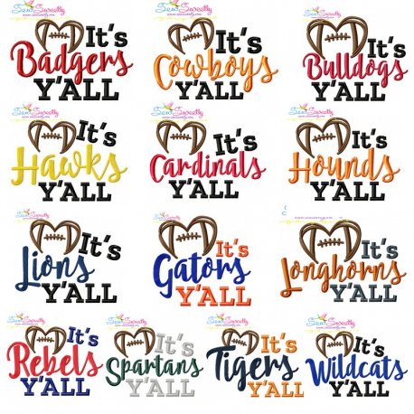 It's Football Y'all Embroidery Design Pattern Bundle-1