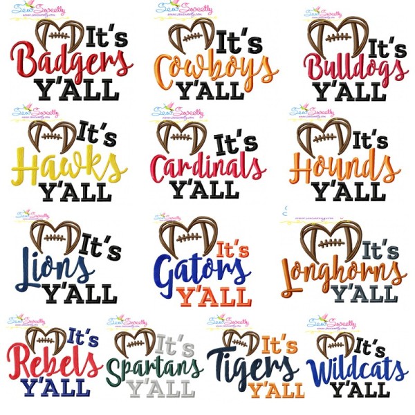 It's Football Y'all Embroidery Design Bundle-1
