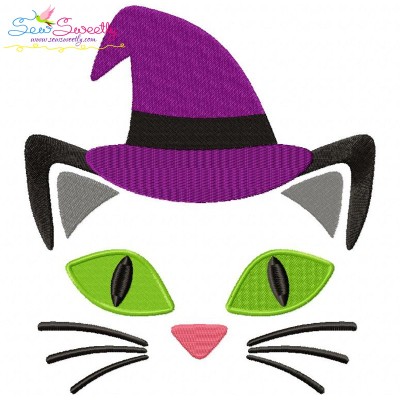 Halloween Cat Face Filled Embroidery Design Pattern-1