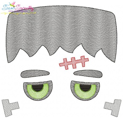 Halloween Face- Frank-Sketch Embroidery Design Pattern-1