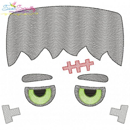 Halloween Face- Frank-Sketch Embroidery Design Pattern