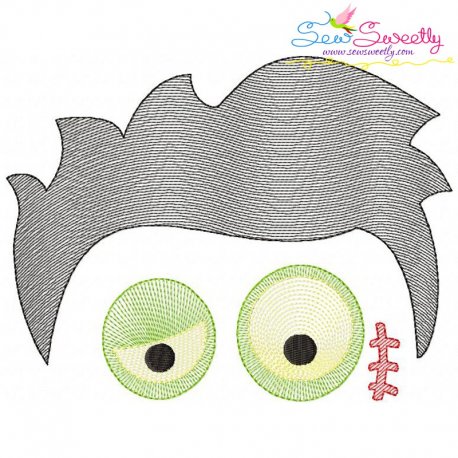 Halloween Face- Zombie-Sketch Embroidery Design Pattern