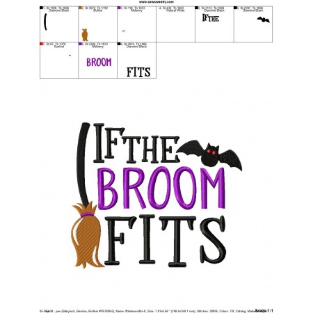 Broom Lettering If The Broom Fits Lettering Embroidery Design Pattern