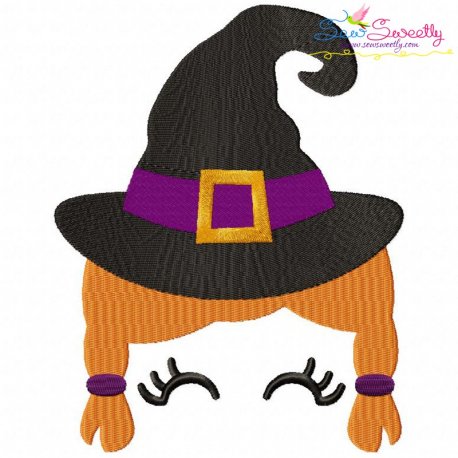 Halloween Face- Witch-Filled Embroidery Design Pattern