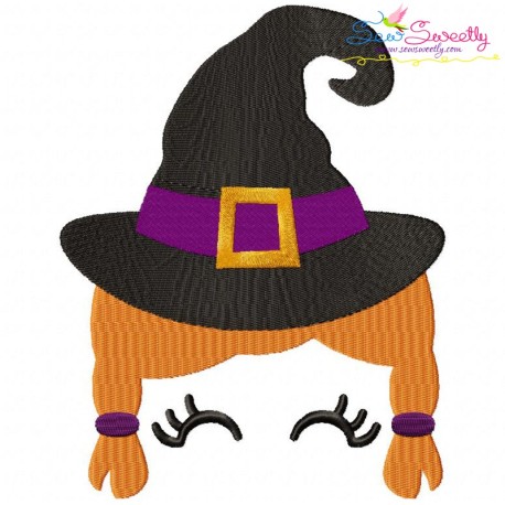 Halloween Witch Face Filled Embroidery Design Pattern