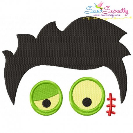 Halloween Face- Zombie-Filled Embroidery Design Pattern-1