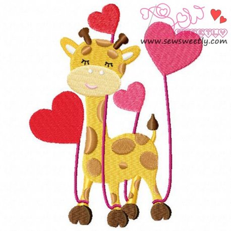 Valentine Giraffe Embroidery Design Pattern-1