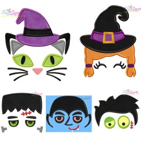 Halloween Faces Applique Design Bundle-1
