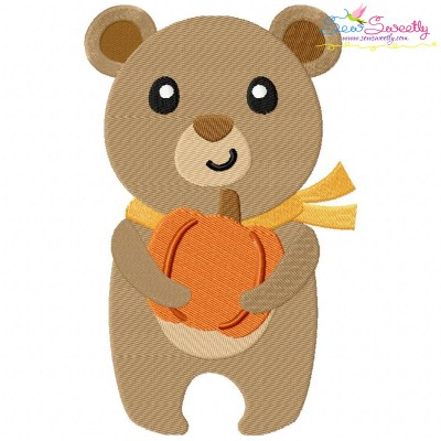 Fall Bear Boy Embroidery Design Pattern-1