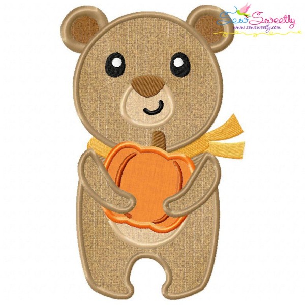 Fall Bear Boy Applique Design Pattern-1