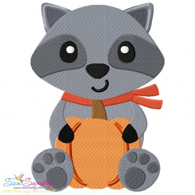 Fall Raccoon Boy Embroidery Design Pattern-1