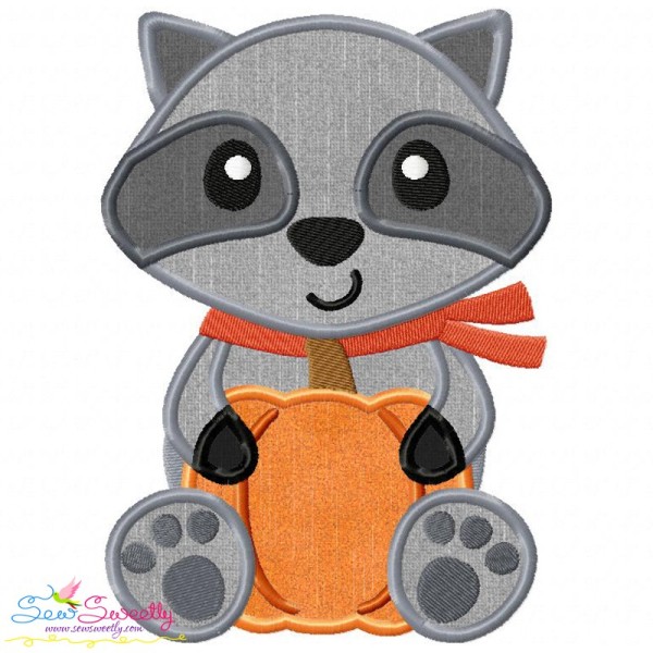 Fall Raccoon Boy Applique Design Pattern-1