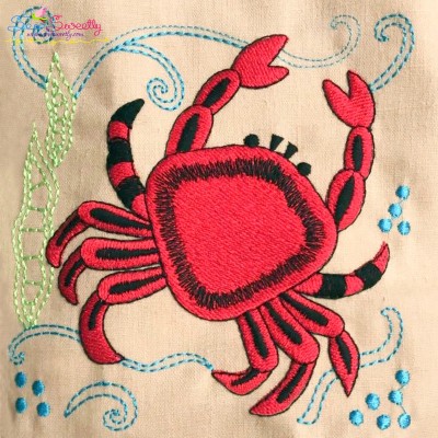 Sea Life Block- Crab Embroidery Design Pattern-1