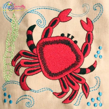 Sea Life Block- Crab Embroidery Design Pattern