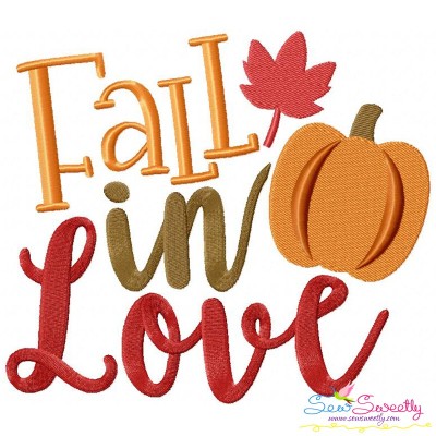 Fall In Love Lettering Embroidery Design Pattern-1