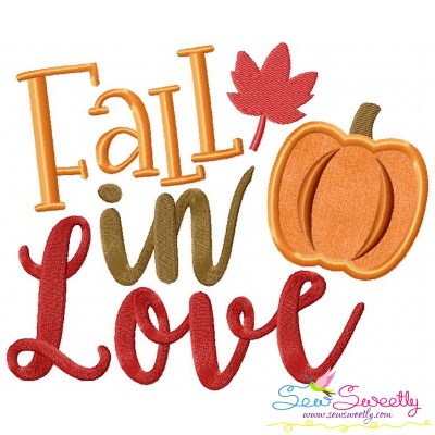 Fall In Love Lettering Applique Design Pattern-1