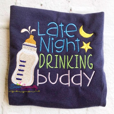 Late Night Drinking Buddy Embroidery Design Pattern-1