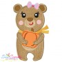 Fall Bear Girl Applique Design Pattern-1
