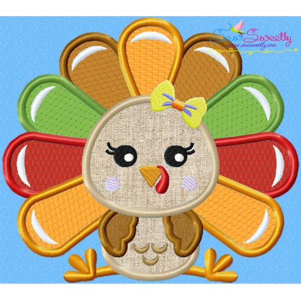 Sitting Turkey Girl Applique Design Pattern-1
