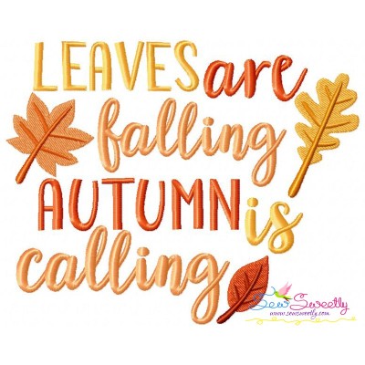 Leaves Are Falling Autumn Is Calling Lettering Embroidery Design Pattern-1