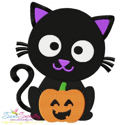 Black Cat Pumpkin Embroidery Design Pattern-1