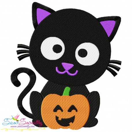 Black Cat Pumpkin Embroidery Design Pattern