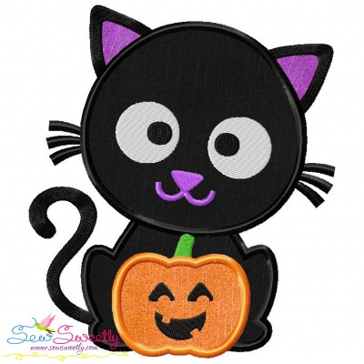 Black Cat Pumpkin Applique Design Pattern-1