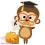 Teacher Monkey Embroidery Design Pattern-1