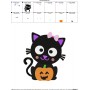 Black Cat Pumpkin Girl Embroidery Design Pattern-2