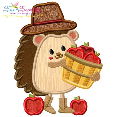 Hedgehog- Boy Apples Applique Design Pattern-1