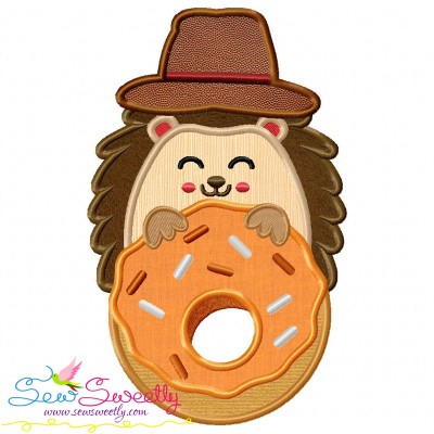 Hedgehog Boy With Donut Applique Design Pattern-1