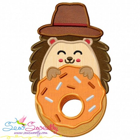 Hedgehog Boy With Donut Applique Design Pattern