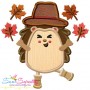 Hedgehog- Boy Fall Leaves Applique Design Pattern-1