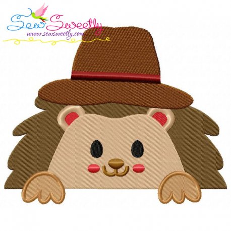 Hedgehog Boy Peeking Embroidery Design Pattern-1