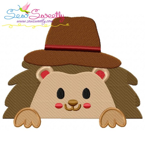 Hedgehog Boy Peeking Embroidery Design Pattern-1