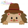 Hedgehog Boy Peeking Embroidery Design Pattern-1