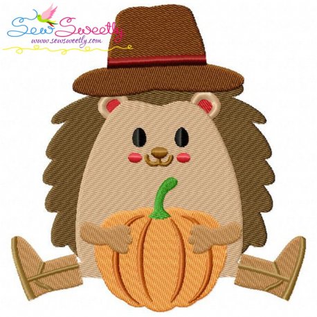 Hedgehog- Boy Pumpkin Embroidery Design Pattern-1