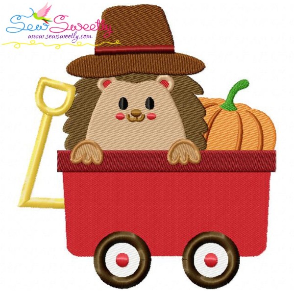 Hedgehog- Boy Wagon Embroidery Design Pattern-1