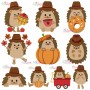 Fall Hedgehogs Boy Fill Embroidery Design Bundle-1