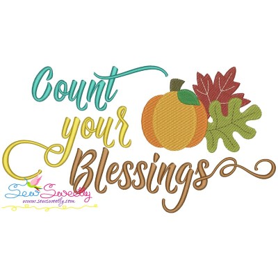 Count Your Blessings Lettering Embroidery Design Pattern-1