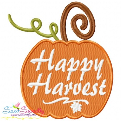 Happy Harvest Pumpkin Lettering Embroidery Design Pattern-1