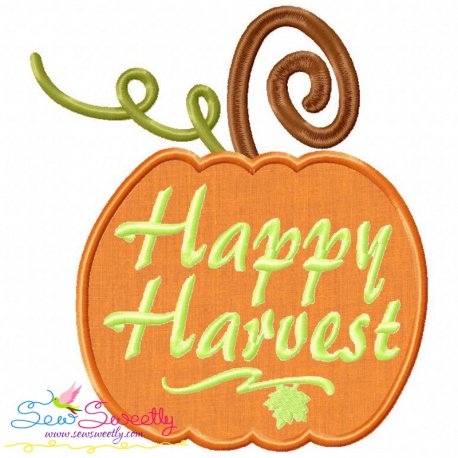 Happy Harvest Pumpkin Lettering Applique Design Pattern-1
