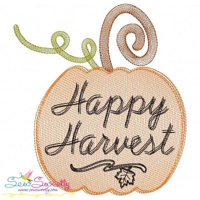 Happy Harvest Pumpkin Sketch Lettering Embroidery Design Pattern-1